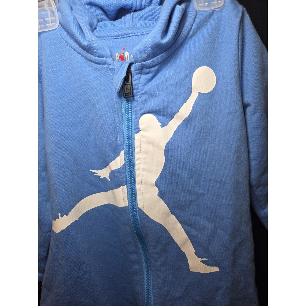 Nike Air Jordan Romper Full Zip Baby Boy Hooded Coverall Blue White Sz 18M - Picture 2 of 7